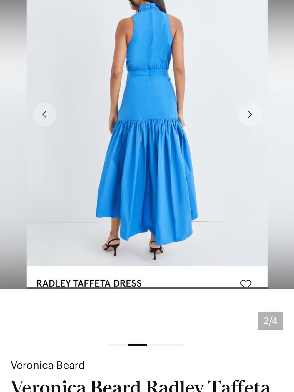 Veronica Beard Radley Taffeta Maxi Dress in Bright Blue, Sz 8
